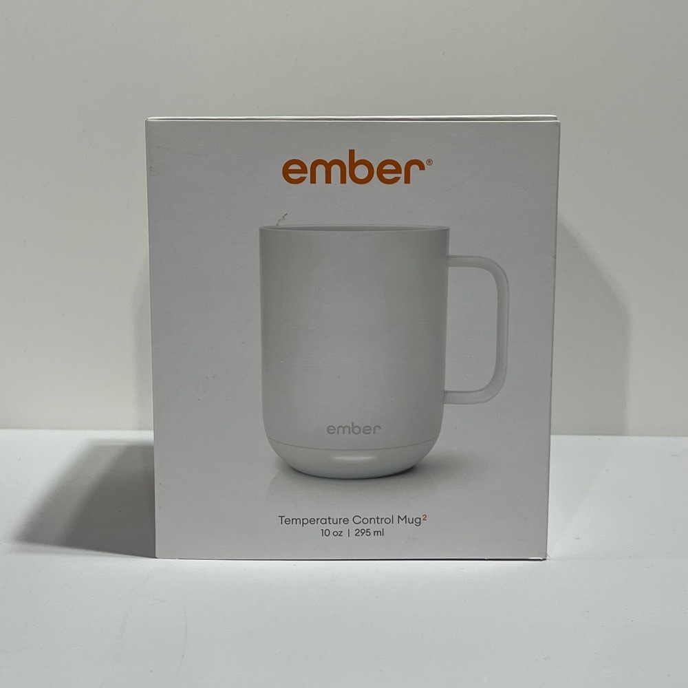 Ember Temperature Control Mug 2 White 10oz Smart Coffee with Coaster